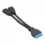 InLine Cavo USB 3.0 Interno, terminale 19pin femmina a 2x Type A femmina, 0,15m  