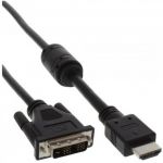 InLine Cavo Adattatore HDMI Standard - DVI, FullHD 1080p. Type-A maschio/ DVI-D (18+1) maschio, ferrite anti-disturbo, nero, 0,5  
