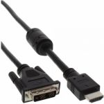 InLine Cavo Adattatore HDMI Standard - DVI, FullHD 1080p. Type-A maschio/ DVI-D (18+1) maschio, ferrite anti-disturbo, nero, 1,5  