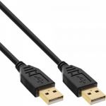InLine Cavo USB 2.0, Type A maschio a Type A maschio, 3m, pin dorati, nero  