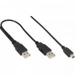 InLine Cavo Mini-USB 2.0, USB-A maschio / Mini-B maschio (5poli) + 1x USB-A Alimentazione Box HDD- 2,5", nero, 2m  