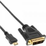InLine Cavo Adattatore Mini HDMI Standard - DVI, FullHD 1080p. Type-C Mini maschio/ DVI-D (18+1) maschio, pin dorati, nero, 3m  