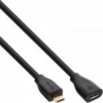 InLine Cavo Micro USB 2.0, Prolunga, Type Micro-B maschio / femmina, nero, pin dorati, 2m  
