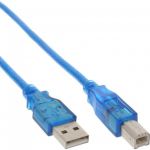 InLine Cavo USB 2.0, Type A maschio a Type B maschio, blu-trasparente, 3m  