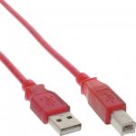 InLine Cavo USB 2.0, Type A maschio a Type B maschio, rosso-trasparente, 3m  