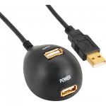 InLine Cavo USB 2.0, Prolunga, Type A, maschio / femmina, nero, con piedistallo, 2m  