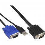 InLine Set cavi KVM Switch 19" (Connettore di sistema 15pin HD) e PC (USB + VGA). Lunghezza 1,8m  