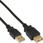 InLine Cavo USB 2.0, Prolunga, Type A, maschio / femmina, nero, Pin dorati, 0,5m  
