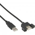 InLine Cavo USB da pannello, USB 2.0 Type A maschio a USB 2.0 Type A femmina, 0,6m, con viti  