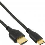 InLine Cavo High Speed HDMI Ethernet Mini C maschio a HDMI A maschio, 0,5m, Superslim, contatti dorati, nero  
