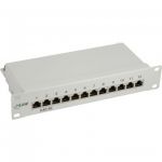 InLine Patch Panel Cat.5e, 12-porte, 25,4cm (10"), 1HE, grigio chiaro, RAL7035  