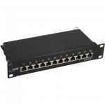 InLine Patch Panel Cat.6, 12-porte, 25,4cm (10"), 1HE, nero, RAL9005  