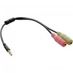 InLine Cavo Audio sdoppiatore Y,  Jack 3,5mm maschio a 2x Jack 3,5mm femmina, Tricanale 4pin CTIA, dorato, nero, 0,15m  