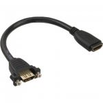 InLine Adattatore HDMI femmina a HDMI femmina, montaggio pannello, cavo 0,2m, contatti dorati  