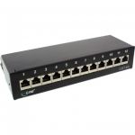 InLine Patch Panel Cat.6A, 12-porte, installazione tavolo/parete, nero RAL9005  