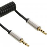 InLine Cavo Audio SLIM MOBILE Spiralato Jack 3,5mm maschio / maschio, Tricanale 4pin. 1m  