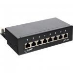 InLine Patch Panel Cat.6A, 8-porte, installazione guida DIN in server rack, nero RAL9005  