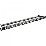 InLine Patch Panel Cat.6A 24-porte, Snap-In Keystone (senza frutti), 48,26cm (19"), 0,5HE, nero  