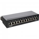 InLine Patch Panel Cat.6A, 12-porte, installazione guida DIN in server rack, nero RAL9005  