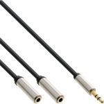 InLine Cavo Audio SLIM MOBI sdoppiatore Y, Jack 3,5mm maschio a 2x Jack 3,5mm femmina, Stereo, 1m  